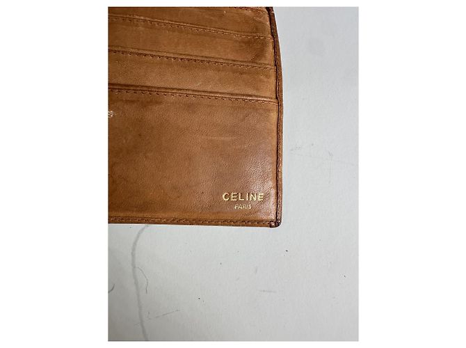 Edge Céline Vintage Celine Macadam Canvas Wallet Beige Brown - view 4