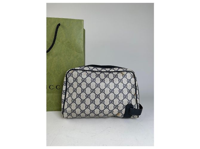 Beauty case Vintage Gucci GG Supreme Beige Navy - vista 13