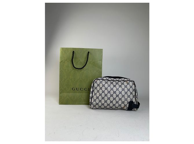 Beauty case Vintage Gucci GG Supreme Beige Navy - vista 2