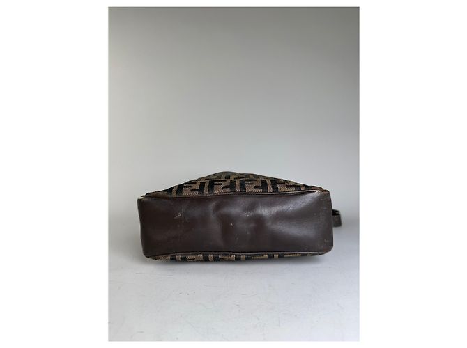 Vintage Fendi FF Monogram Canvas Schultertasche Braun Beige - Ansicht 10