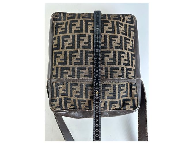 Vintage Fendi FF Monogram Canvas Schultertasche Braun Beige - Ansicht 12