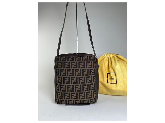 Vintage Fendi FF Monogram Canvas Schultertasche Braun Beige - Ansicht 2
