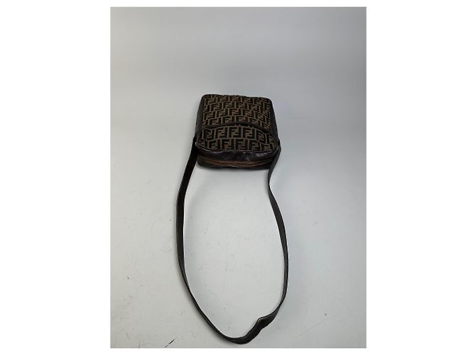 Vintage Fendi FF Monogram Canvas Schultertasche Braun Beige - Ansicht 8