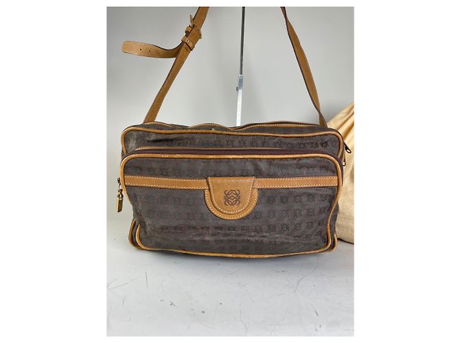 Borsa a Spalla Vintage Loewe Monogram Canvas Marrone Tan - vista 14