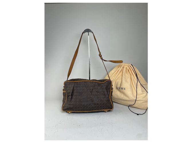 Borsa a Spalla Vintage Loewe Monogram Canvas Marrone Tan - vista 2