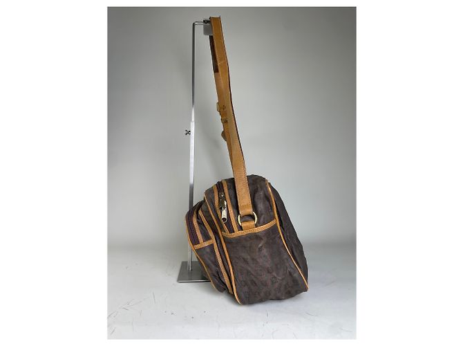 Borsa a Spalla Vintage Loewe Monogram Canvas Marrone Tan - vista 8