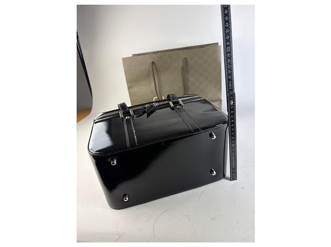 Tote Vintage Gucci in vernice nero e argento - vista 12