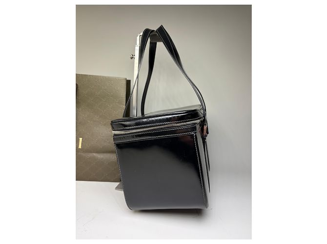 Tote Vintage Gucci in vernice nero e argento - vista 6