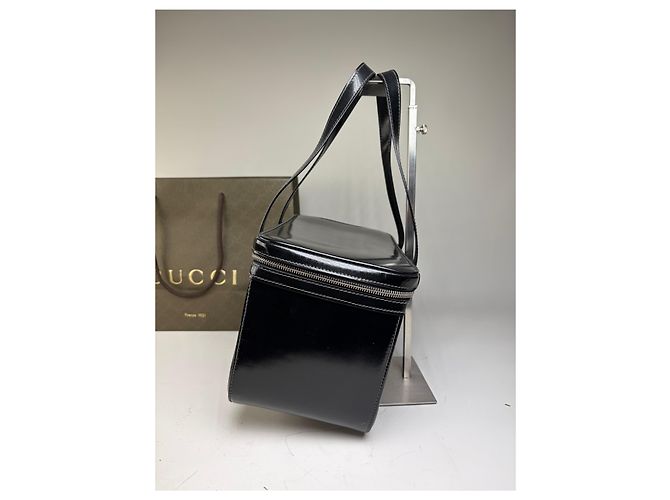 Tote Vintage Gucci in vernice nero e argento - vista 8