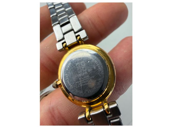 Orologio da polso vintage Givenchy in acciaio inossidabile blu e oro - vista 2