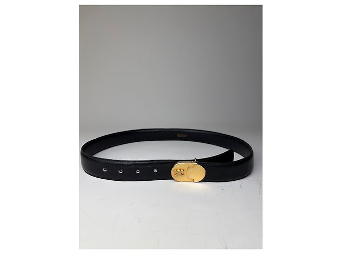 Céline Vintage Celine Ledergürtel Schwarz Goldene Schnalle - Ansicht 11