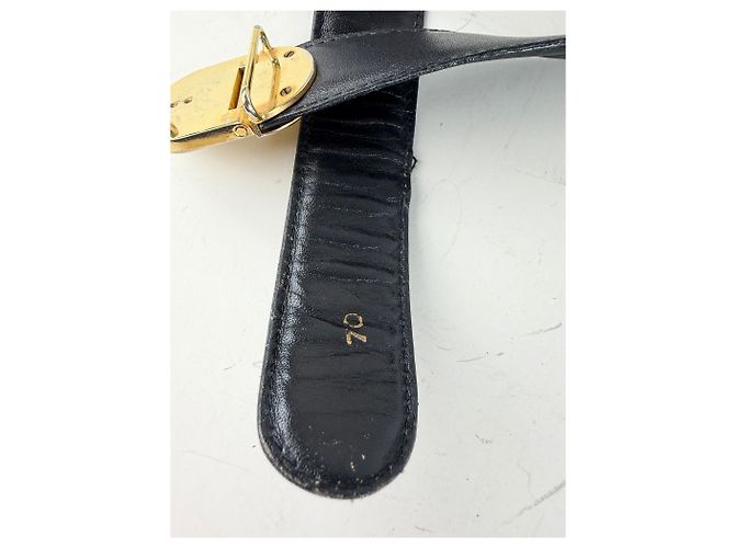 Céline Vintage Celine Ledergürtel Schwarz Goldene Schnalle - Ansicht 5