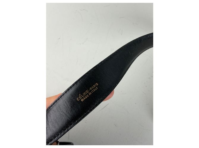Céline Vintage Celine Ledergürtel Schwarz Goldene Schnalle - Ansicht 6