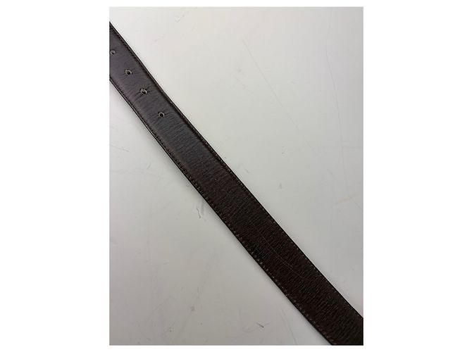 Edge Céline Vintage Celine Gürtel aus glattem Leder Schwarz Braun Goldene Schnalle - Ansicht 3