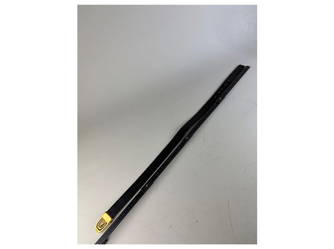 Edge Céline Vintage Celine Gürtel aus glattem Leder Schwarz Braun Goldene Schnalle - Ansicht 8