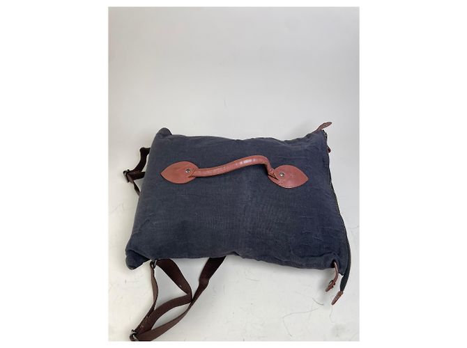 Vintage Issey Miyake Canvas Rucksack Marine Braun Marineblau - Ansicht 10