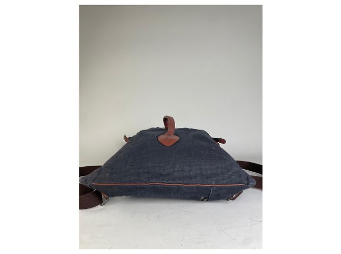 Vintage Issey Miyake Canvas Rucksack Marine Braun Marineblau - Ansicht 11