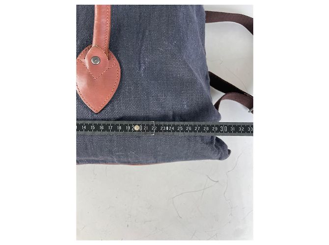 Vintage Issey Miyake Canvas Rucksack Marine Braun Marineblau - Ansicht 12