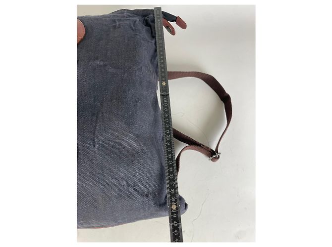 Vintage Issey Miyake Canvas Rucksack Marine Braun Marineblau - Ansicht 13