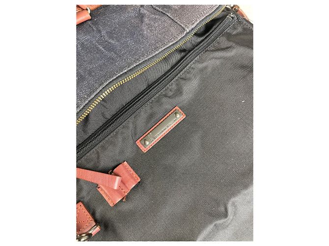 Vintage Issey Miyake Canvas Rucksack Marine Braun Marineblau - Ansicht 4