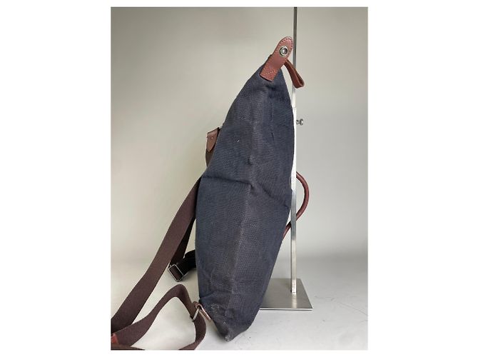 Vintage Issey Miyake Canvas Rucksack Marine Braun Marineblau - Ansicht 6