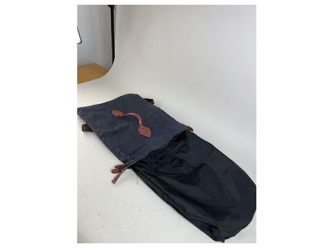 Vintage Issey Miyake Canvas Rucksack Marine Braun Marineblau - Ansicht 7