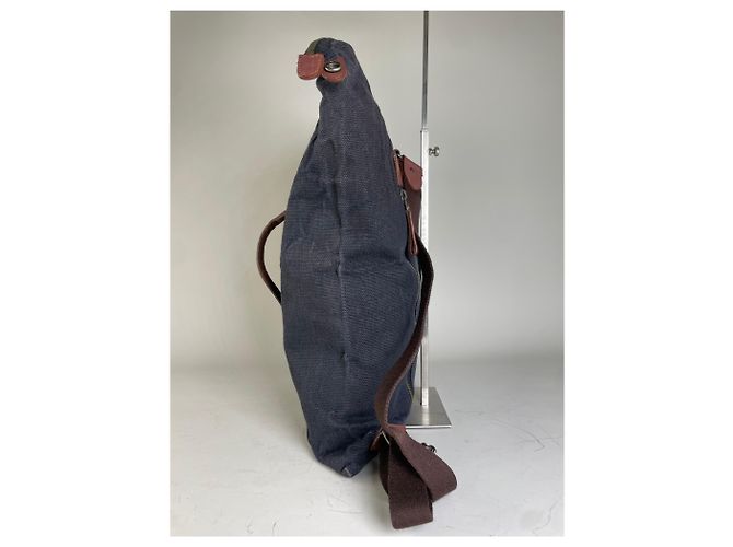 Vintage Issey Miyake Canvas Rucksack Marine Braun Marineblau - Ansicht 8