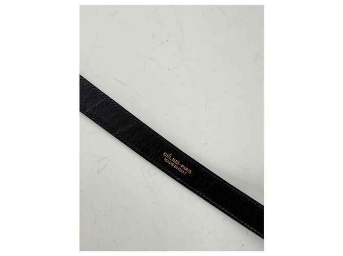 Céline Vintage Celine Ledergürtel mit Pferd & Kutsche Schnalle Schwarz Gold - Ansicht 3