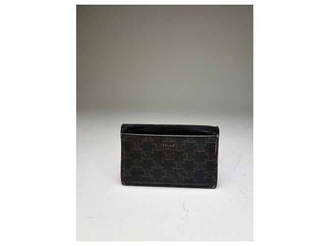 Céline Vintage Celine Kartenetui aus Monogramm-Canvas und Leder Schwarz Braun - Ansicht 10
