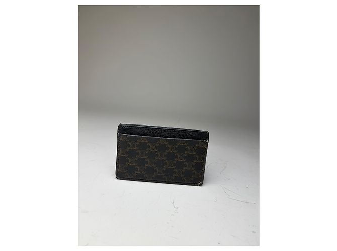 Céline Vintage Celine Kartenetui aus Monogramm-Canvas und Leder Schwarz Braun - Ansicht 11