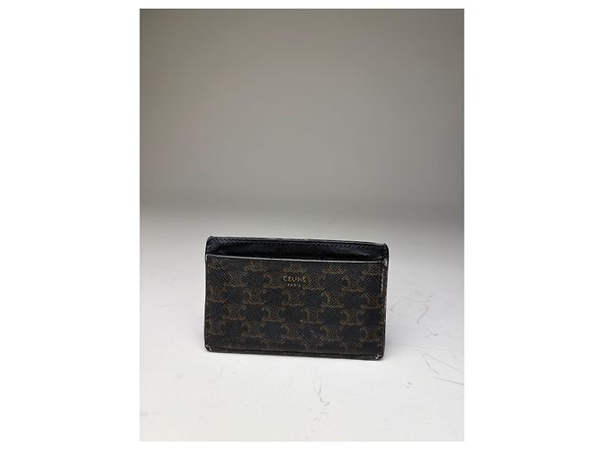 Céline Vintage Celine Kartenetui aus Monogramm-Canvas und Leder Schwarz Braun - Ansicht 2