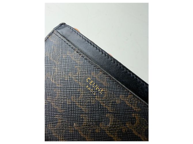 Céline Vintage Celine Kartenetui aus Monogramm-Canvas und Leder Schwarz Braun - Ansicht 4