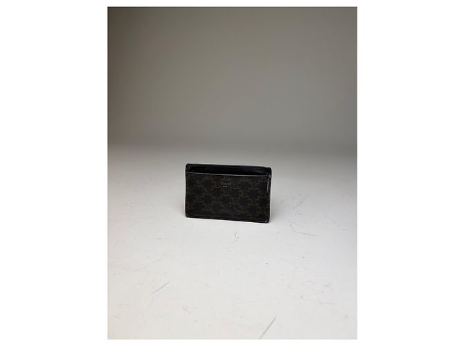 Céline Vintage Celine Kartenetui aus Monogramm-Canvas und Leder Schwarz Braun - Ansicht 6
