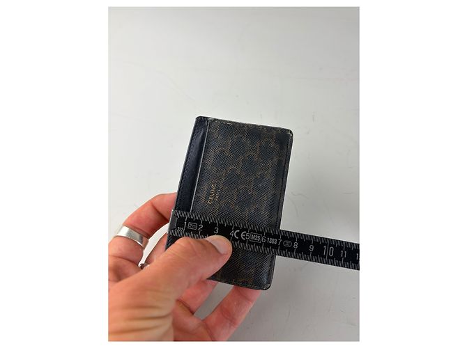 Céline Vintage Celine Kartenetui aus Monogramm-Canvas und Leder Schwarz Braun - Ansicht 9