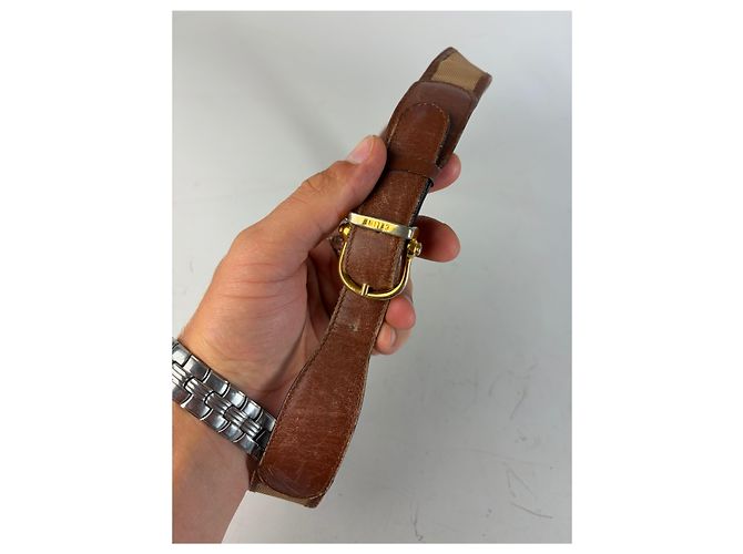 Céline Vintage Celine Ledergürtel goldene Schnalle braun beige - Ansicht 2