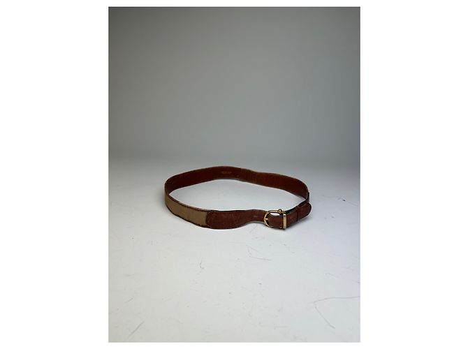 Céline Vintage Celine Ledergürtel goldene Schnalle braun beige - Ansicht 5