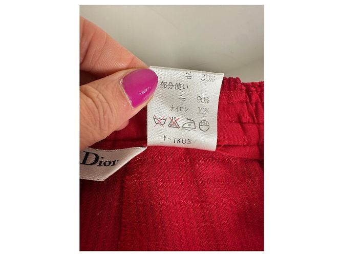 Gonna in velluto a coste di cotone vintage Dior Rossa M Rosso - vista 10
