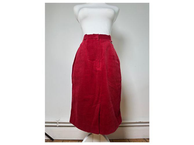Gonna in velluto a coste di cotone vintage Dior Rossa M Rosso - vista 12