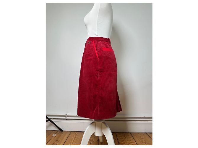Gonna in velluto a coste di cotone vintage Dior Rossa M Rosso - vista 2