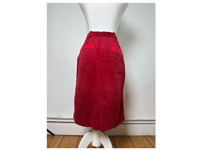 Gonna in velluto a coste di cotone vintage Dior Rossa M Rosso - vista 3