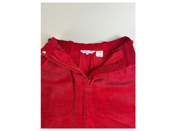 Gonna in velluto a coste di cotone vintage Dior Rossa M Rosso - vista 4