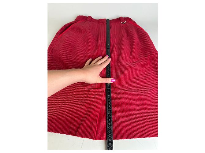 Gonna in velluto a coste di cotone vintage Dior Rossa M Rosso - vista 7
