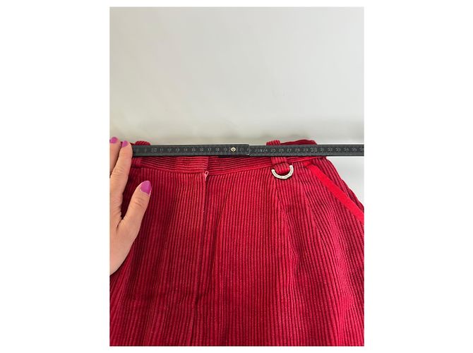 Gonna in velluto a coste di cotone vintage Dior Rossa M Rosso - vista 8