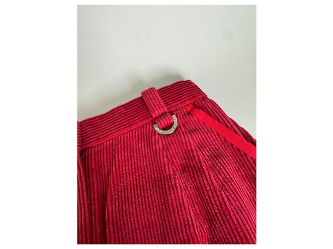 Gonna in velluto a coste di cotone vintage Dior Rossa M Rosso - vista 9