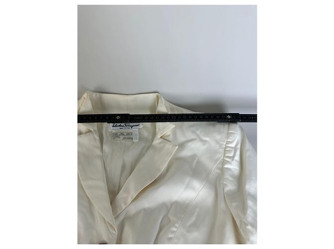Salvatore Ferragamo Blazer in cotone vintage Ferragamo Crema L - vista 12