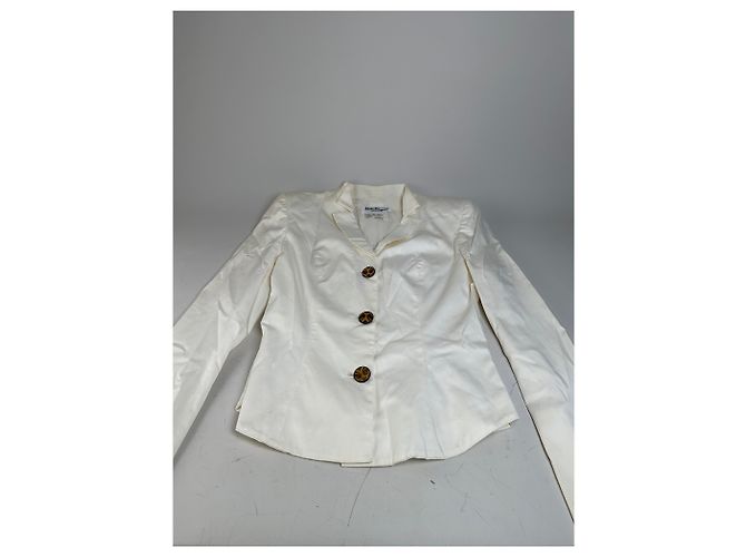 Salvatore Ferragamo Blazer in cotone vintage Ferragamo Crema L - vista 5