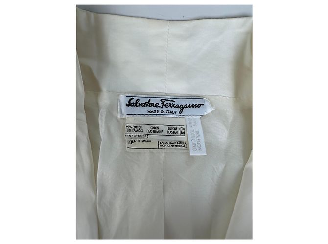 Salvatore Ferragamo Blazer in cotone vintage Ferragamo Crema L - vista 6