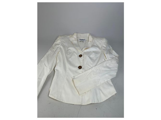 Salvatore Ferragamo Blazer in cotone vintage Ferragamo Crema L - vista 7