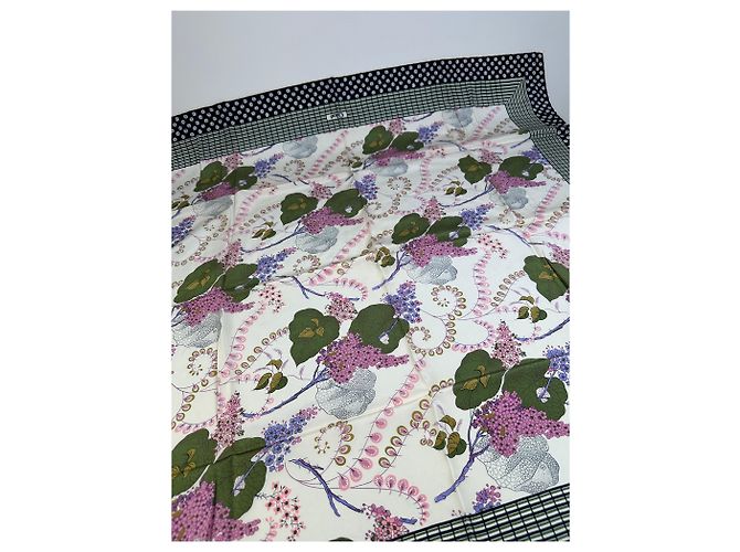 Chloé Sciarpa in seta vintage Chloe Floreale Bianco Verde Viola Navy - vista 3