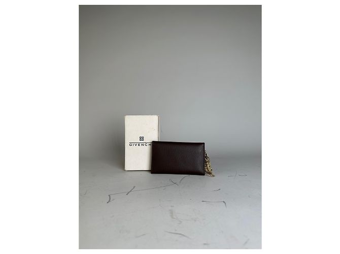 Vintage Givenchy Kalbsleder Schlüsselanhänger Dunkelbraun Gold - Ansicht 2